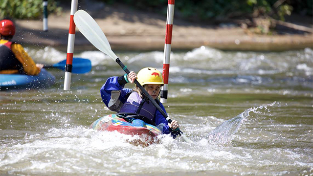 Young athlete pursuing the sport of whitewater kayaking. Donate $1000 to help shape young lives with the power of outdoor recreation